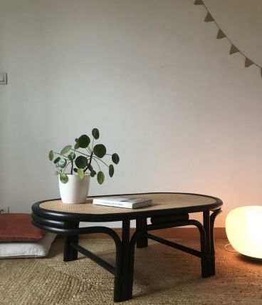 Table basse vintage en rotin