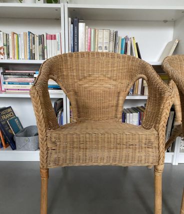  Lot de 2 chaises en osier 