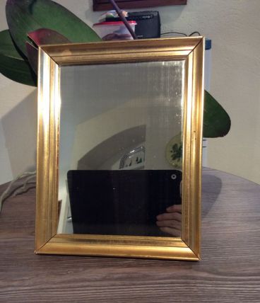 miroir avec encadrement bois doré années 1975