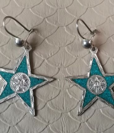 Boucles d’oreilles en forme d'étoile argent et turquoise 
