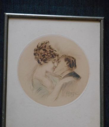 Albert Artigue Le Baiser Eau-forte Originale signée en bas a