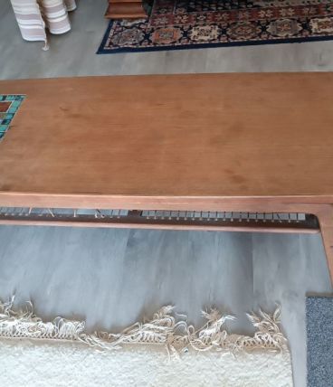 Table basse teck déco faience