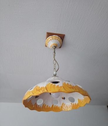 LUMINAIRE SUSPENSION VINTAGE EN CERAMIQUE