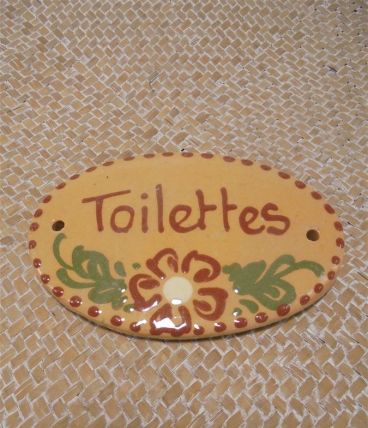 Plaque en terre cuite "toilettes"