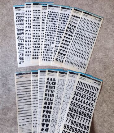 15 planches mecanorma lettres et chiffres