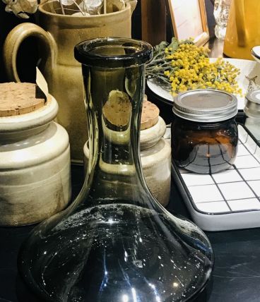 Carafe ou vase verre fumé vintage