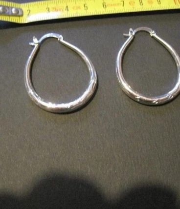Créoles boucles d oreilles femme métal argentée forme ovale 