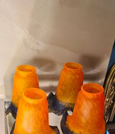 lot de 3Tulipes Art Deco en Pate De verre pour lampe lustre