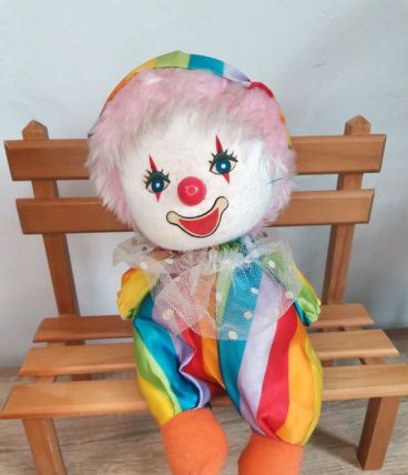Poupée Clown musical multicolore année 80 