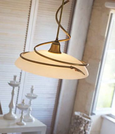 Suspension ronde en verre et laiton Made In France