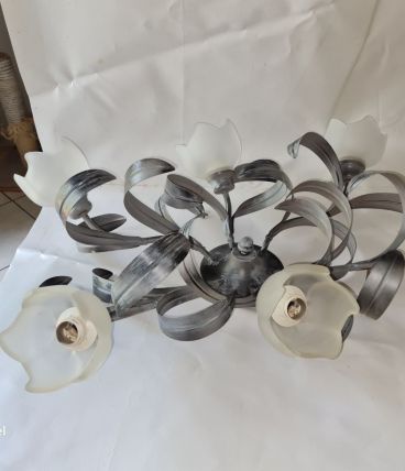 Plafonnier métal et pates de verre