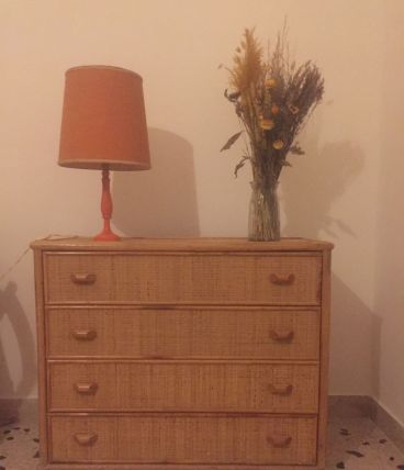 Commode en rotin et bambou