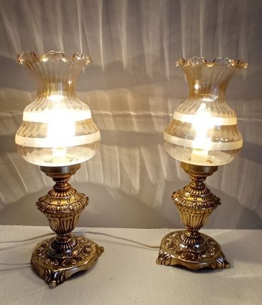 Paire de lampes vintage en bronze 