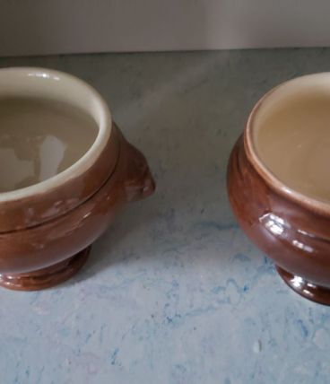 2 bols à soupe grès céramique Tête de Lion