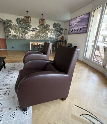 Fauteuils clubs Ligne Roset cuir pleine fleur