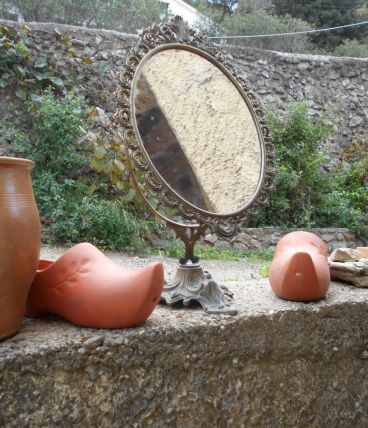 MIROIR PSYCHE ANCIEN VINTAGE 48 CM 