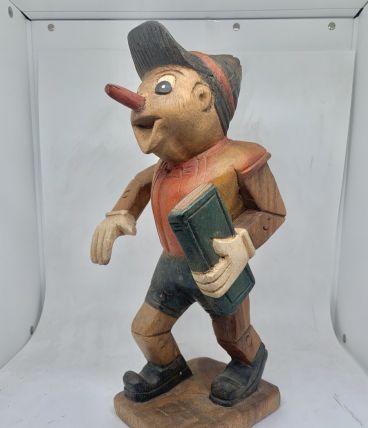 Joli Pinocchio vintage en bois artisanal