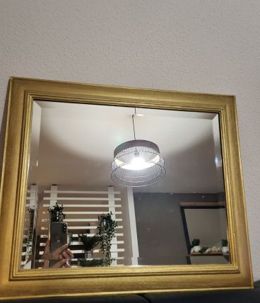 Miroir en bois biseauté doré 