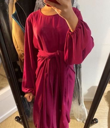 Abaya deux pièces fushia soie de medine