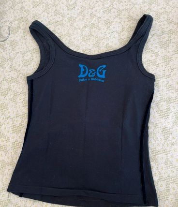 Canottiera D&amp;G nera con stampa Maria Antonietta di Francia e