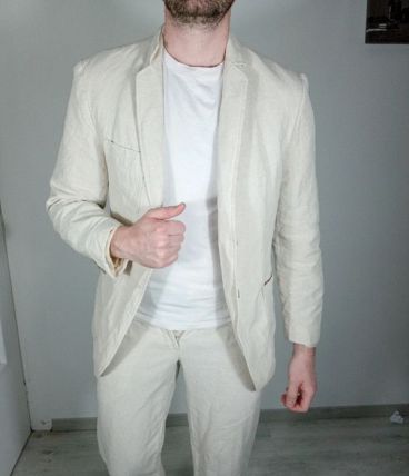 Beau costume devred homme beige/lin , 55%lin 45%coton