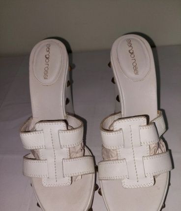 Sergio ROSSI sexy sandales blanches compensées cuir (p 37,5)