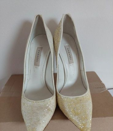 235C* Casadei Blade - sexy shoes dorées paillettes 38