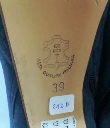 212B* L'Estrosa - superbes boots bleus ouverts cuir (39)