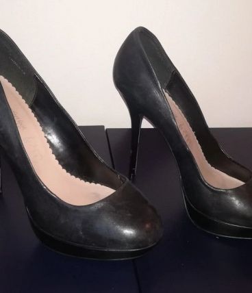 30A* New LOOK - escarpins noirs cuir high heels (40)