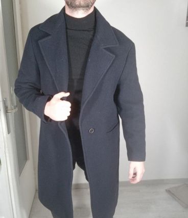Superbe manteau long homme zara marine foncé 54% laine