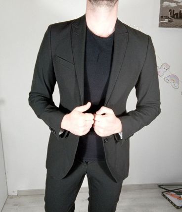 Élégant costume noir devred homme taille 48 veste 40 pantalo