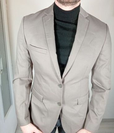 Belle veste costume gris taupe brice homme taille 50