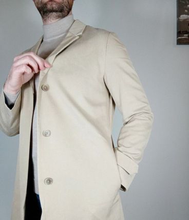 Superbe pardessus homme mango beige taille S 51% cotton