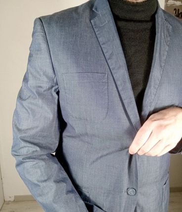 Belle veste de costume homme gris/bleu taille 52 cargo colle