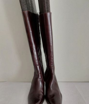 225C* très jolies bottes brunes en cuir (37)
