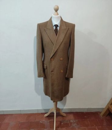 Fabuleux manteau croisé marron en laine