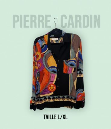Chemise vintage Pierre Cardin à motif abstrait coloré