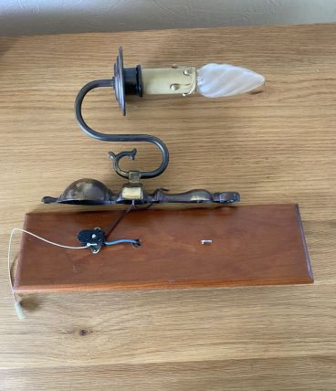 lot de 2 appliques en laiton sur socle bois (amovible)