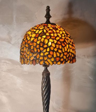 grande lampe americaine  art nouveau avec abat jour ambre ti