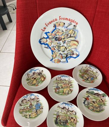 service à fromage porcelaine 6 assiettes la france fromagère