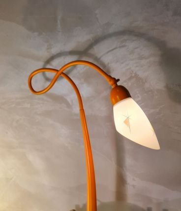 lampe acier peint orange , 1960 a 80,elec ok 47x32 original 