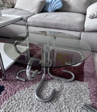 Table basse chrome tubulaire 