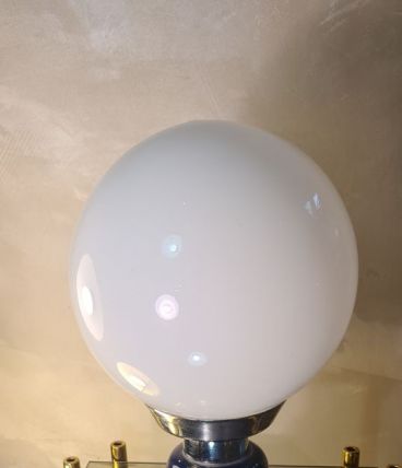 lampe vintage 1960 a 70  bleu et chrome 25x15  merci de rega