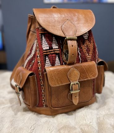 Sac à dos en cuir Kilim 