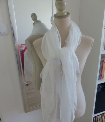 Grand Foulard ou Etole Blanche Fine
