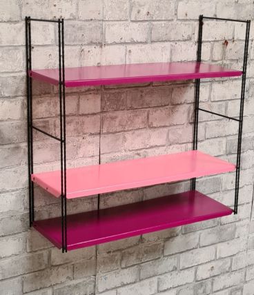 Etagere string acier vintage h49x49x17 dans son jus 1960 a 7