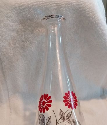 Carafe en verre Vintage fleurs rouge 21,50 cm