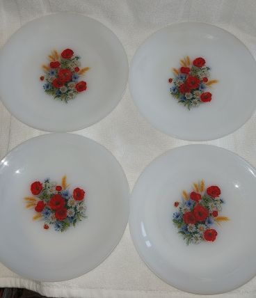 Lot de 4 assiettes à dessert Arcopal coquelicot 