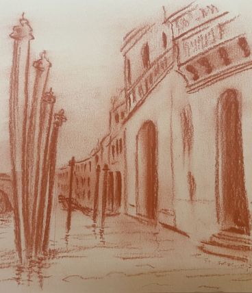 Tableau sanguine signé grand canal Venise