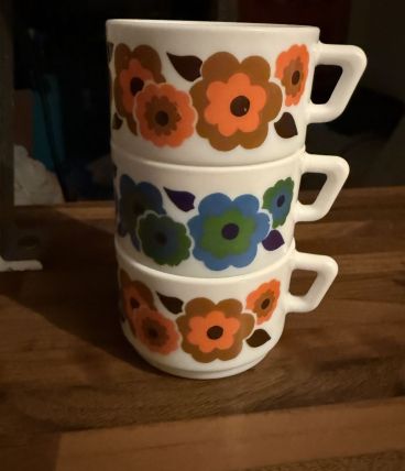 3 tasses a café lotus Arcopal